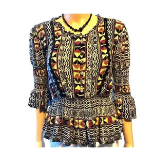 Angie Elastic Waist Summer Comfort Blouse Women Size M